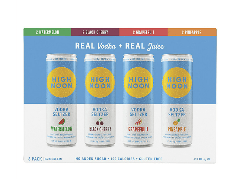 High Noon Sun Sips Hard Selzter Real Vodka Variety 8 Pack